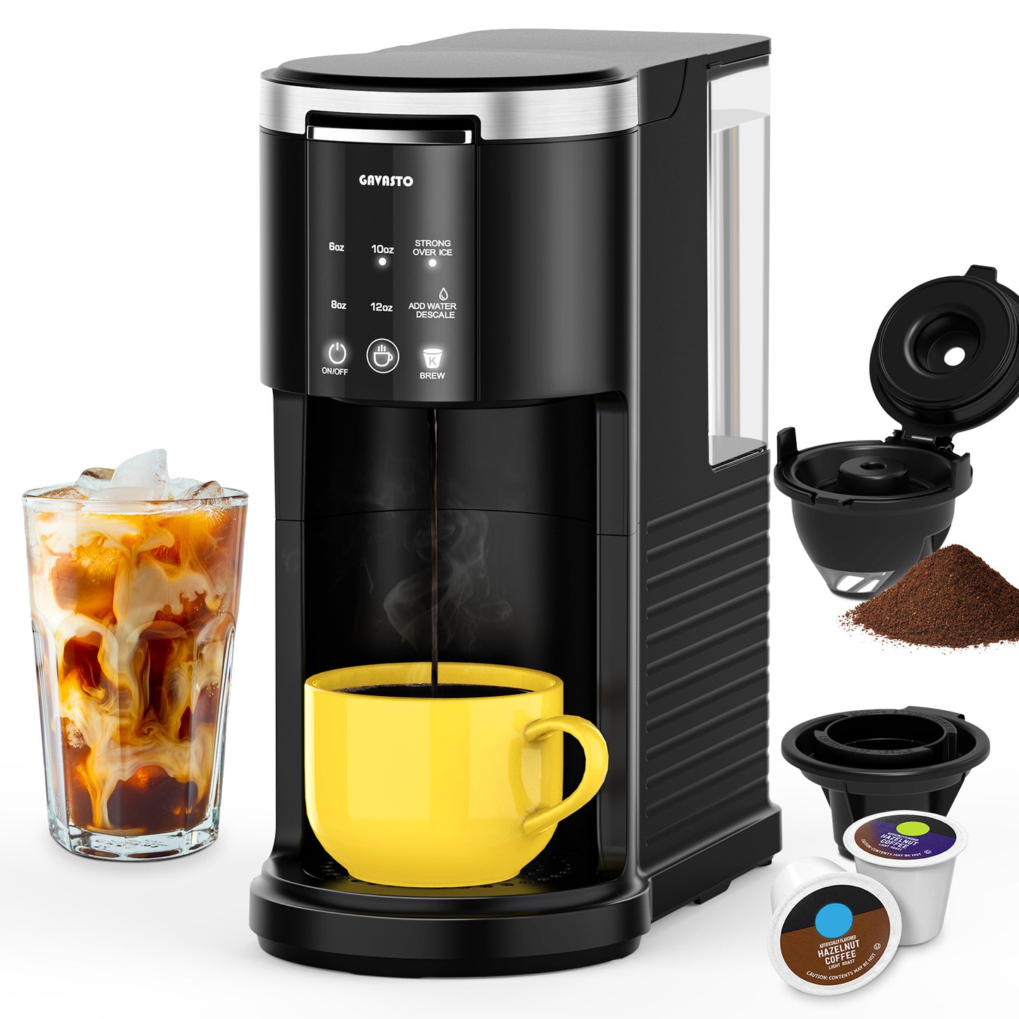 Hot and Iced Coffee Maker for K Cups and Ground Coffee Brewer